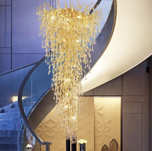 Creative Designer Luxury Gold Luster Water Drop Crystal Chandelier