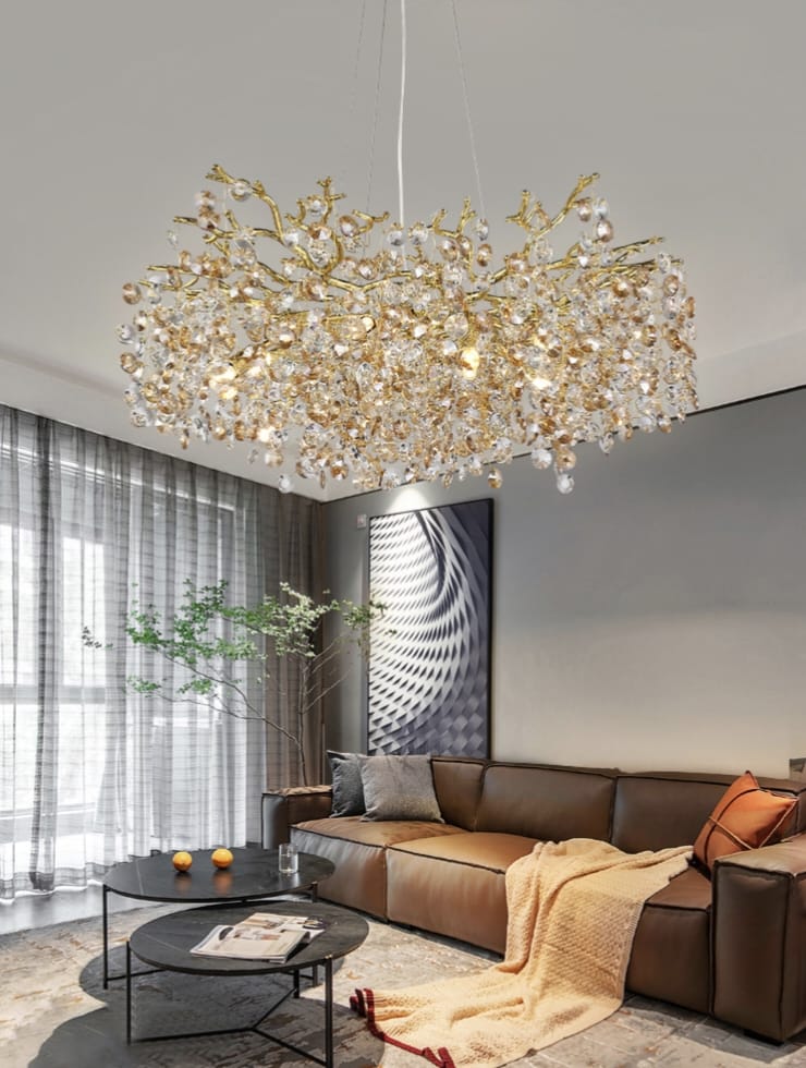 Artistic Modern Gold Luster Luxury Tree Branches Crystal Chandelier ( 800mm Diameter )