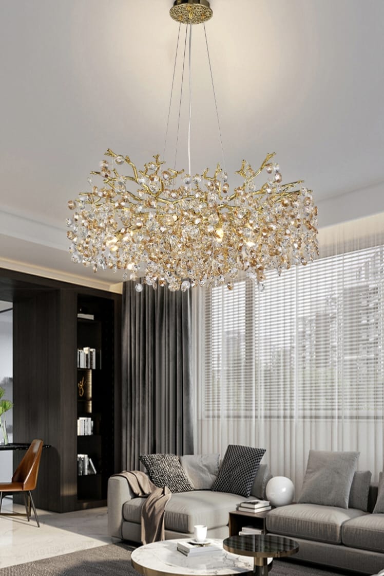 Artistic Modern Gold Luster Luxury Tree Branches Crystal Chandelier ( 800mm Diameter )