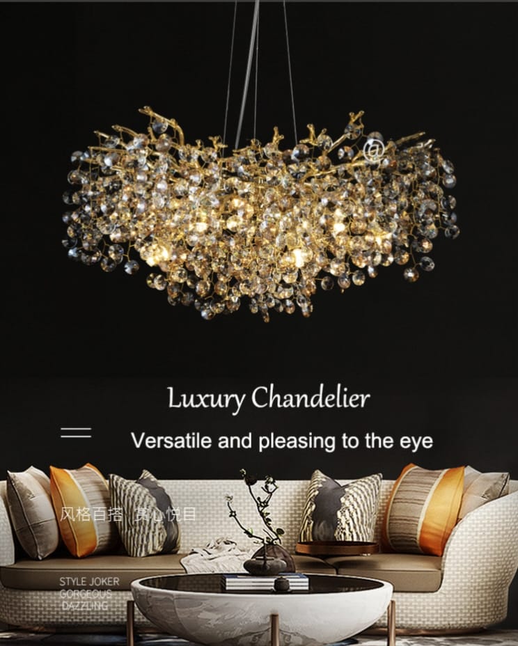 Artistic Modern Gold Luster Luxury Tree Branches Crystal Chandelier ( 800mm Diameter )