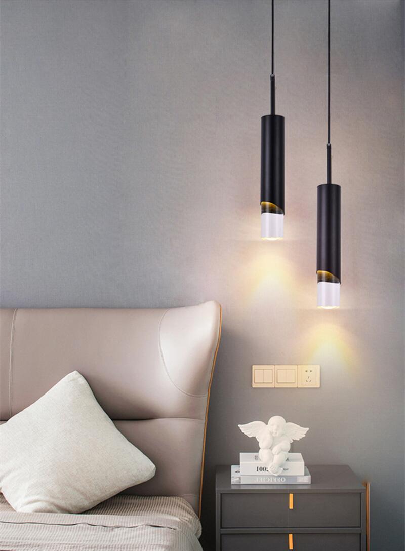 Long Cylindrical Luxury COB Pendant Light     ( Black )