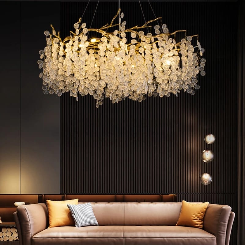 Designer Luxury Gold Luster Money Tree Crystal Chandelier