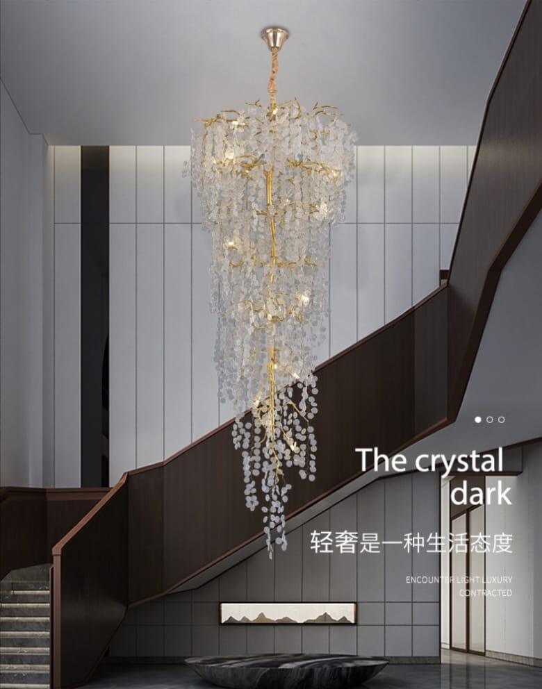 Creative Designer Luxury Gold Luster Money Tree Crystal Chandelier