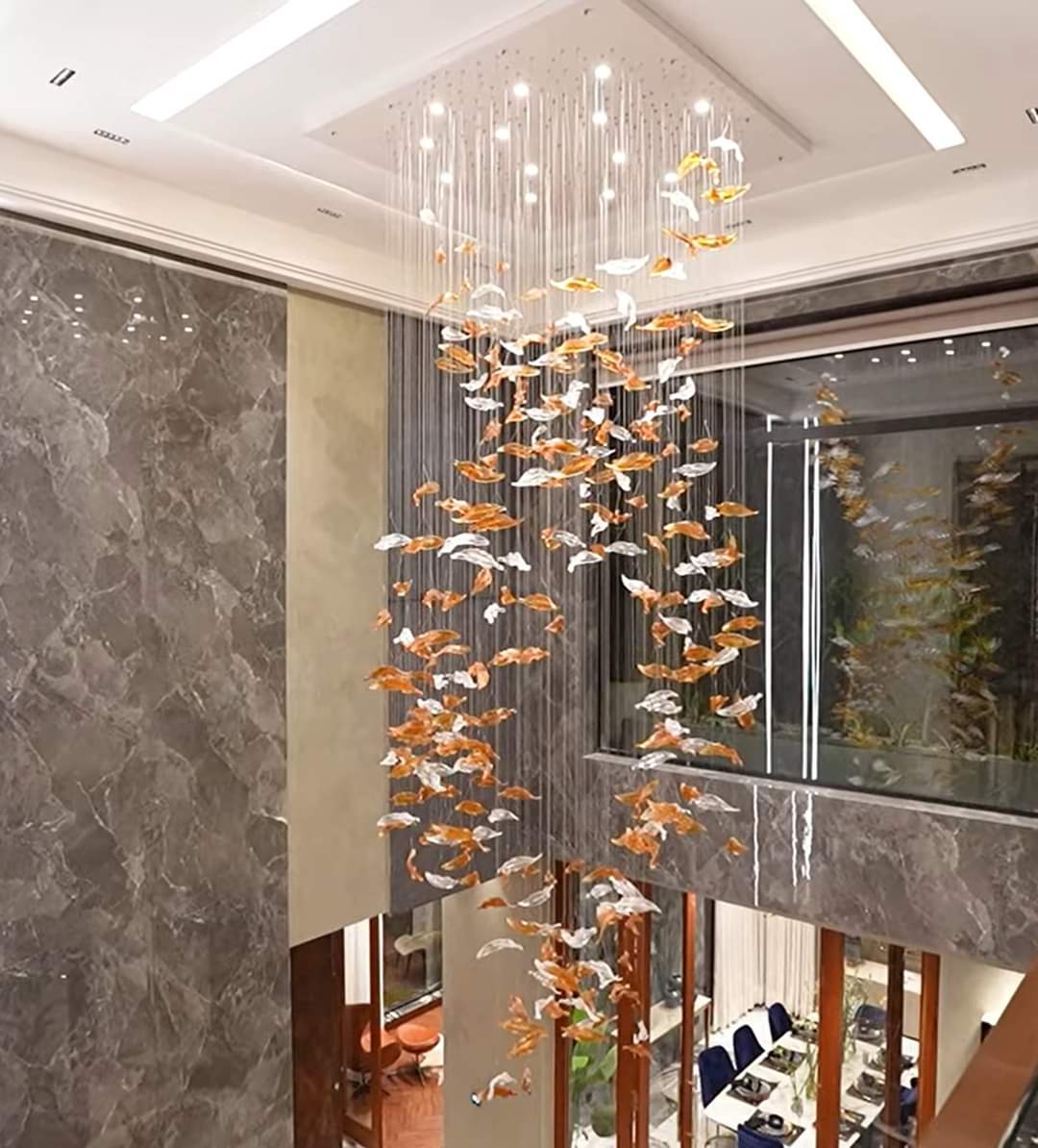 Modern Luxury Handmade Glazed Glass Maple Leaf Chandelier