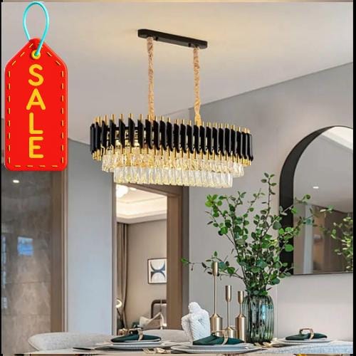 Post Modern Luxury Black & Gold Crystal Chandelier