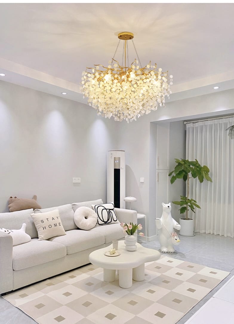 Designer Luxury Gold Luster Money Tree Crystal Chandelier