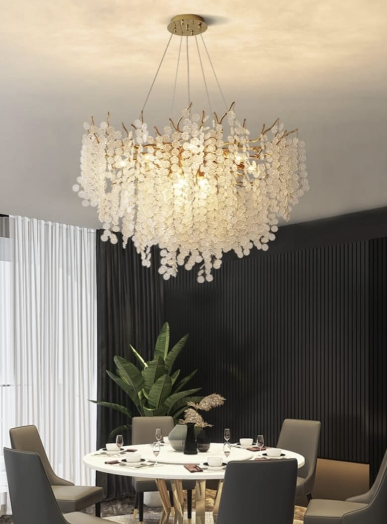 Designer Luxury Gold Luster Money Tree Crystal Chandelier