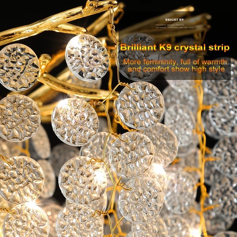 Designer Luxury Gold Luster Money Tree Crystal Chandelier