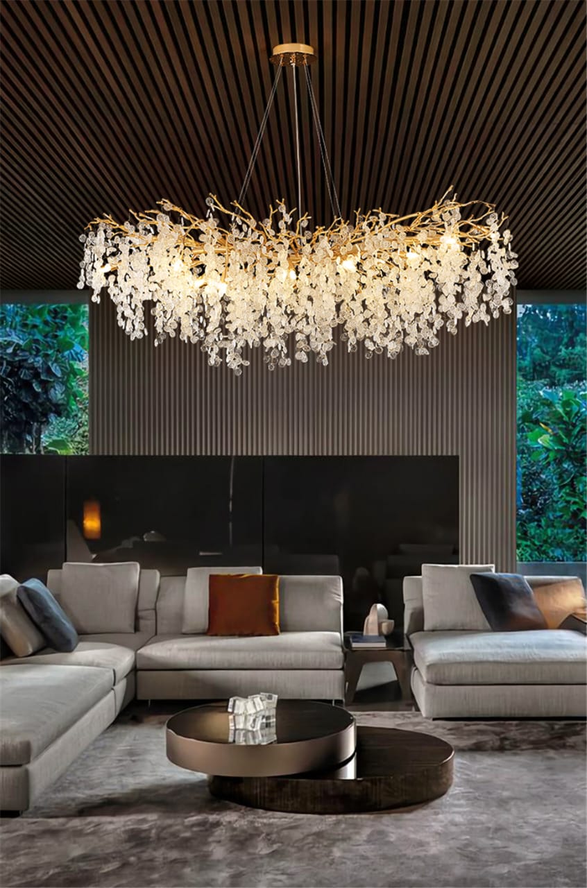 Creative Designer Luxury Gold Luster Money Tree Crystal Chandelier