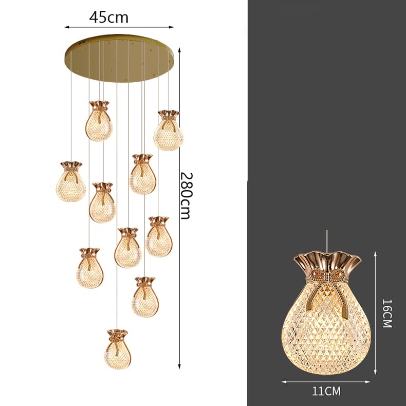 LUXURY Doctrine Modern Pouch Double Height Lobby Chandelier