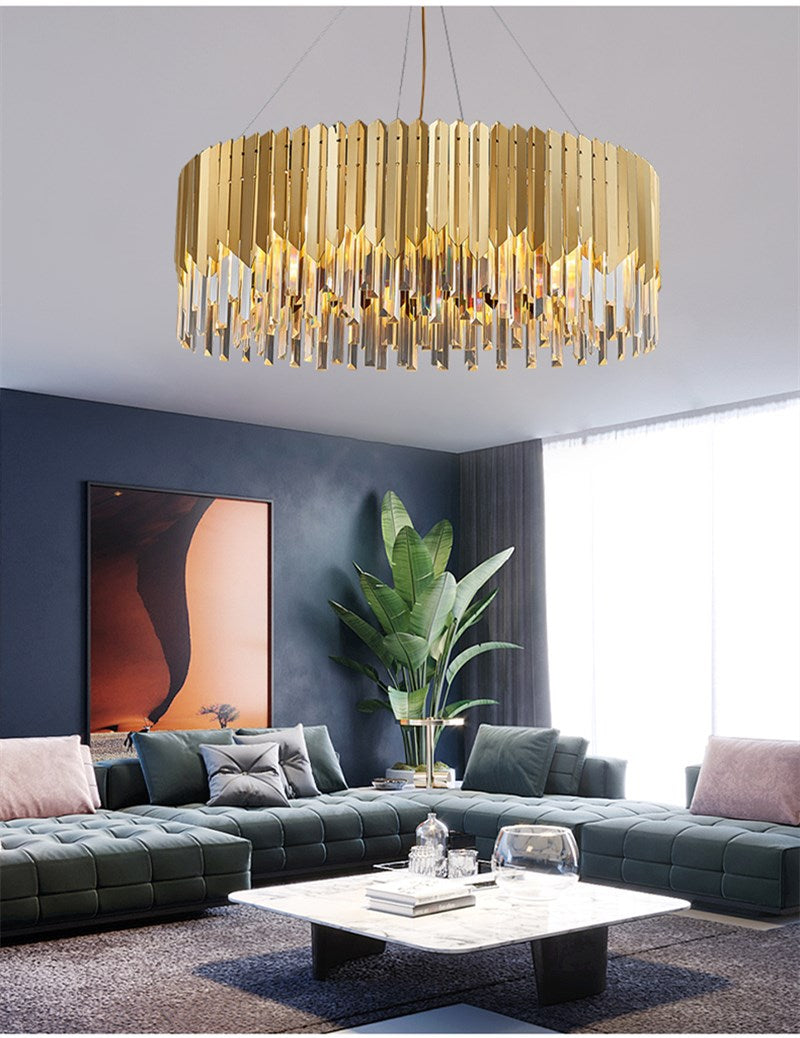 Designer LUXURY Gold Crystal Chandelier