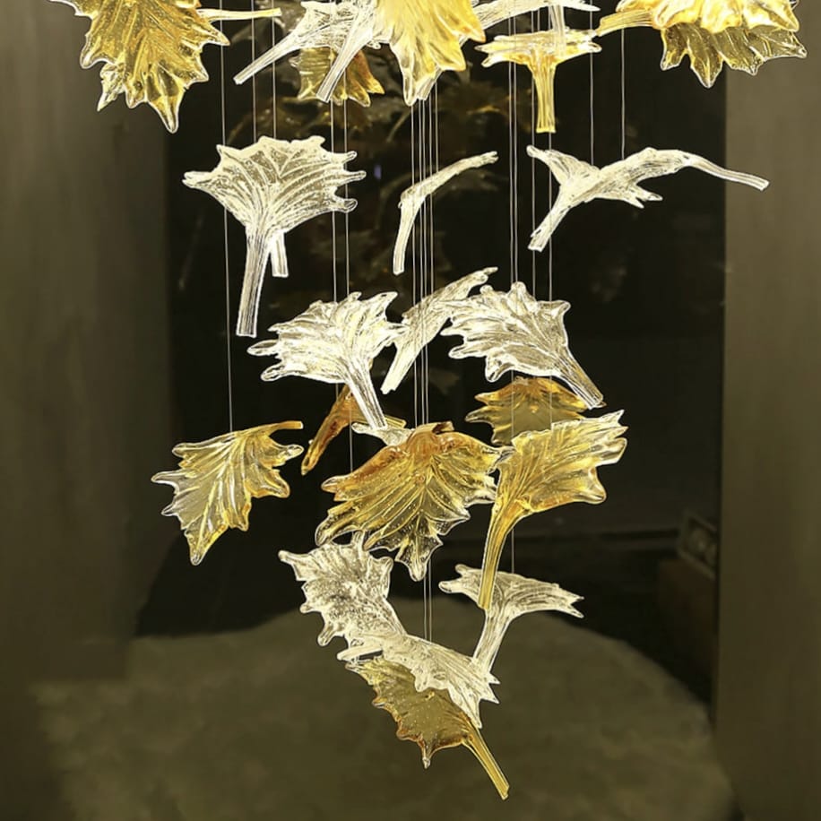 Modern Luxury Handmade Glazed Glass Maple Leaf Chandelier