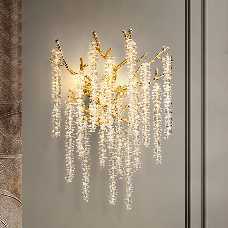 American Style Modern Gold Luster Luxury Crystal Wall Scone