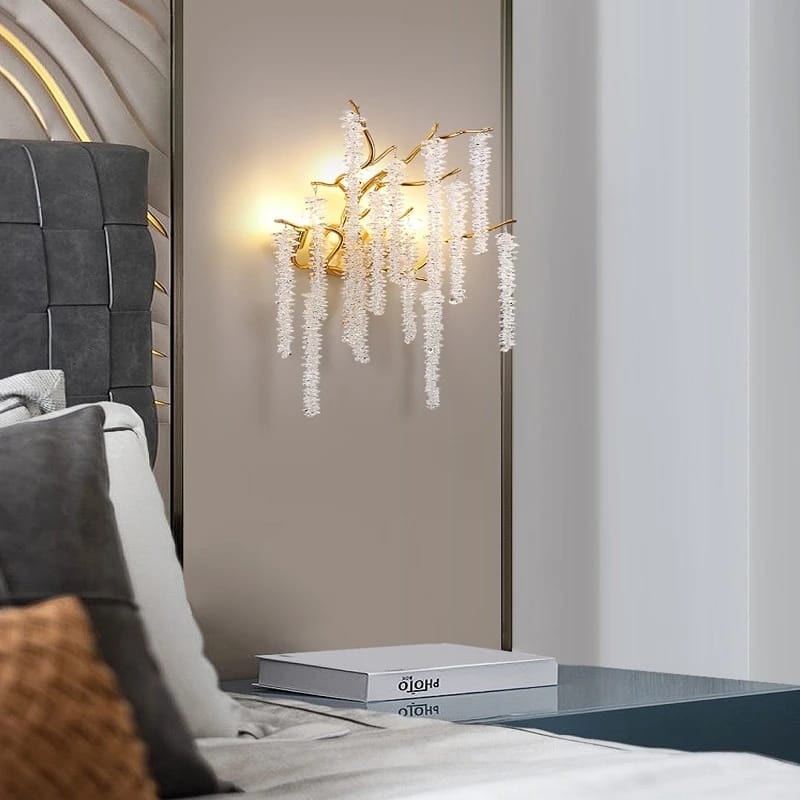 American Style Modern Gold Luster Luxury Crystal Wall Scone