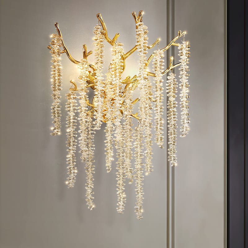 American Style Modern Gold Luster Luxury Crystal Wall Scone