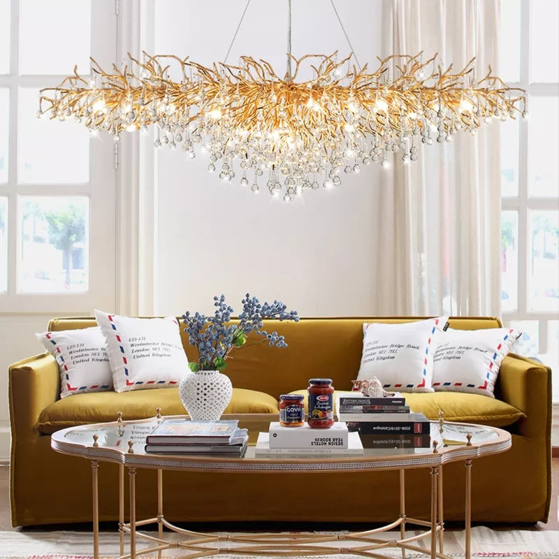 Artistic Modern Gold Luster Luxury Water drop Crystal Chandelier