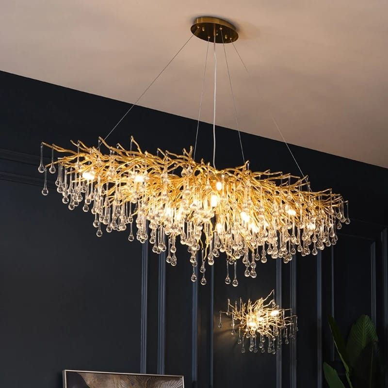 Artistic Modern Gold Luster Luxury Water drop Crystal Chandelier