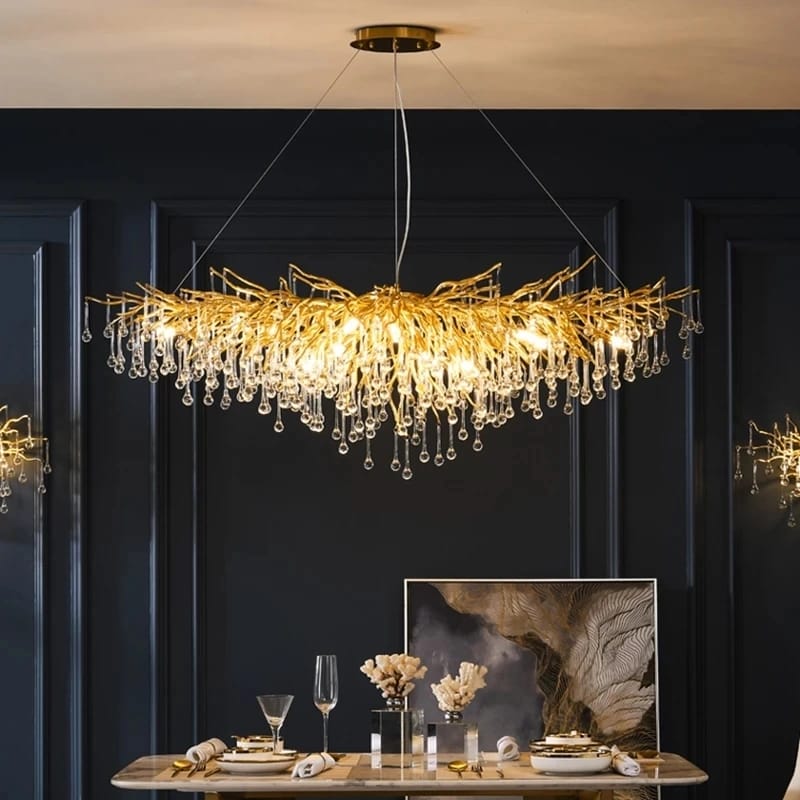 Artistic Modern Gold Luster Luxury Water drop Crystal Chandelier