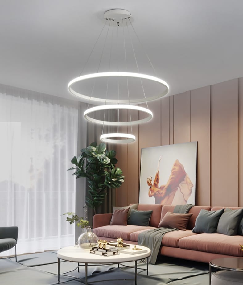 Modern Luxury Italian Style Three Rings Chandelier